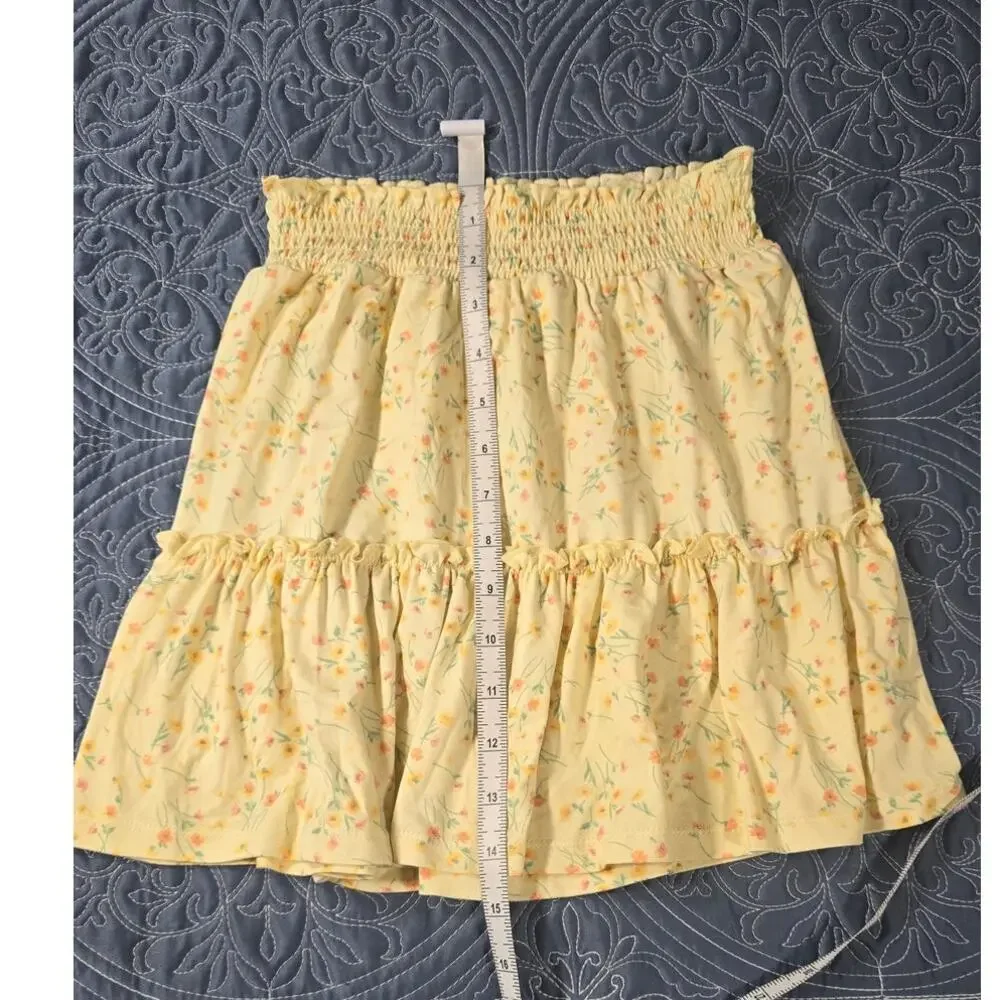The Commons Yellow Floral Tiered Skirt Girls Medium